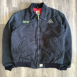 Vintage Carhartt J13 Blk Black Santa Fe Jacket Quilt Lined Red Men's Size L Fade